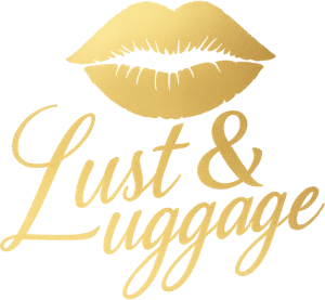 Lust and Luggage gold logo with lips